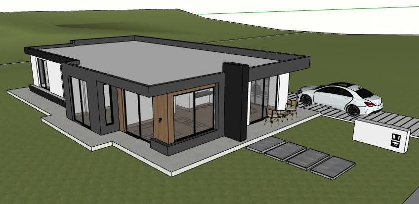 Render 3D de proyecto residencial moderno